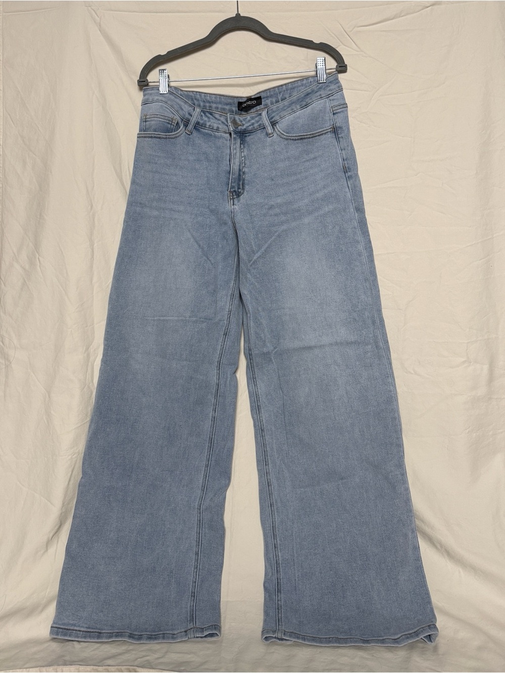 Wide Leg Mid-Rise Jeans in Light Blue by Oneso